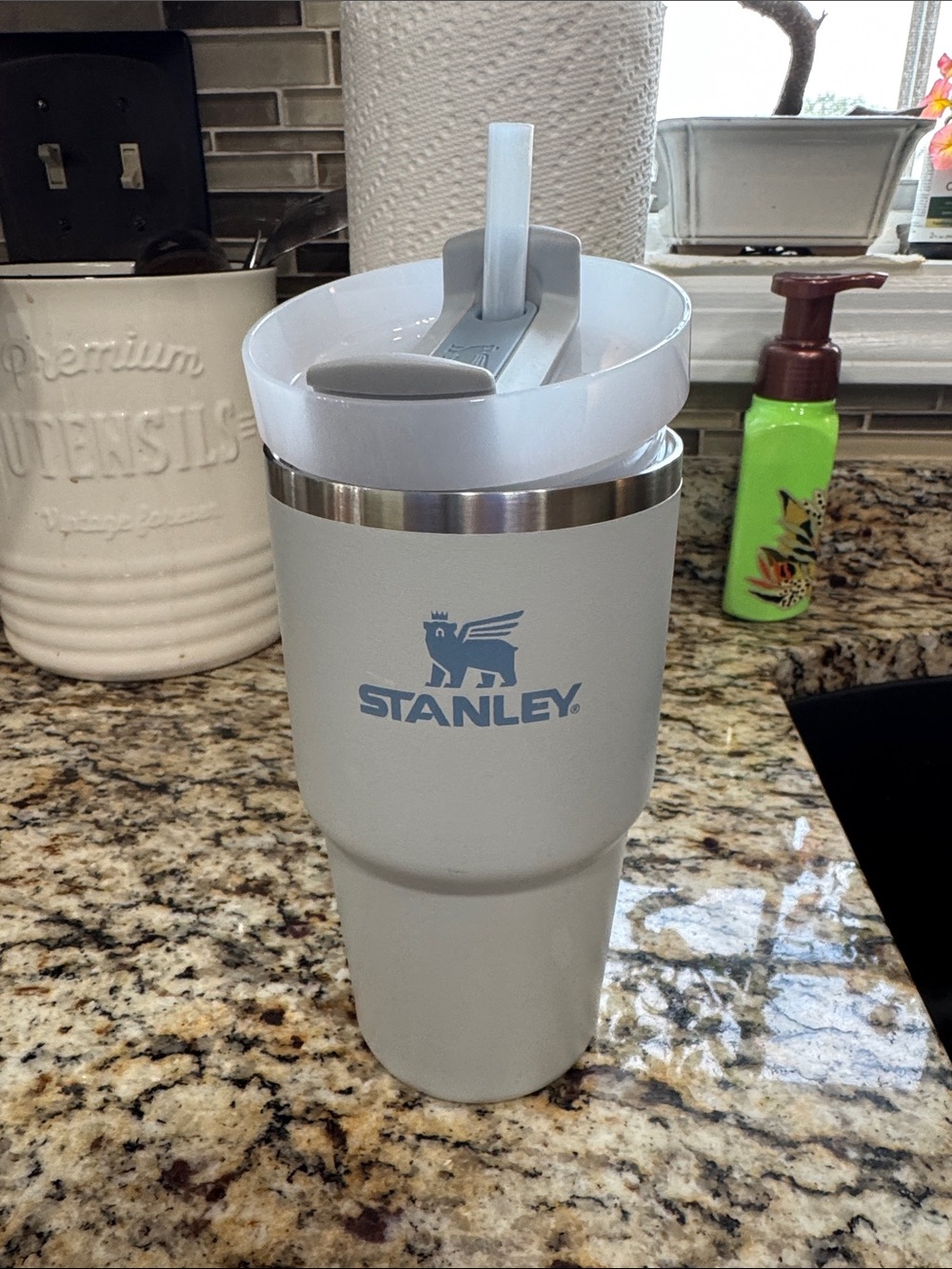 Stanley Light Gray Insulated Tumbler with Straw Lid